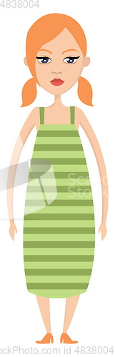 Image of Girl in green dress illustration vector on white background