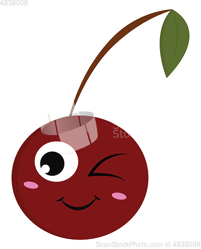 Image of Winking cherry vector or color illustration