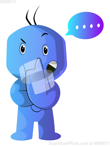 Image of Blue cartoon caracter thinking illustration vector on white back