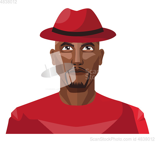 Image of African male wearing red hat illustration vector on white backgr
