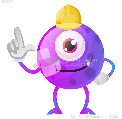 Image of Construction worker purple monster illustration vector on white 