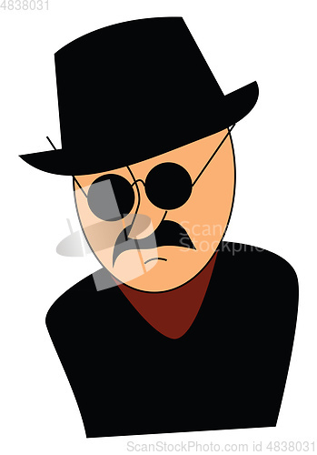 Image of Man with black hat and glasses illustration vector on white back