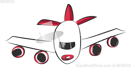 Image of A flying plane in front vector or color illustration