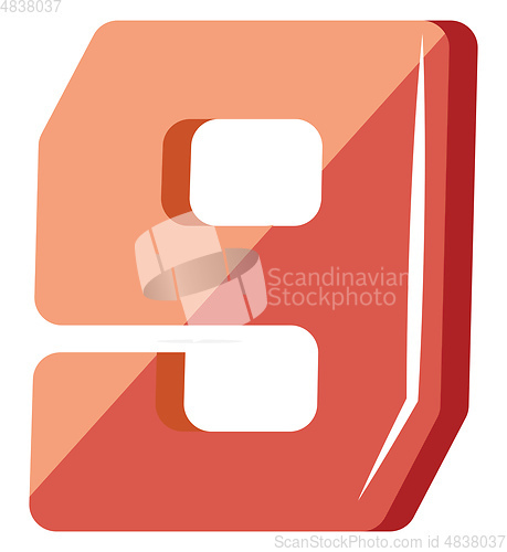 Image of Red number nine illustration vector on white background