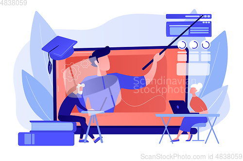 Image of Online learning for seniors concept vector illustration