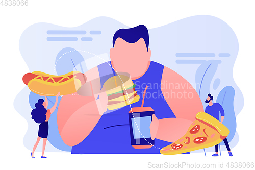 Image of Overeating addiction concept vector illustration.