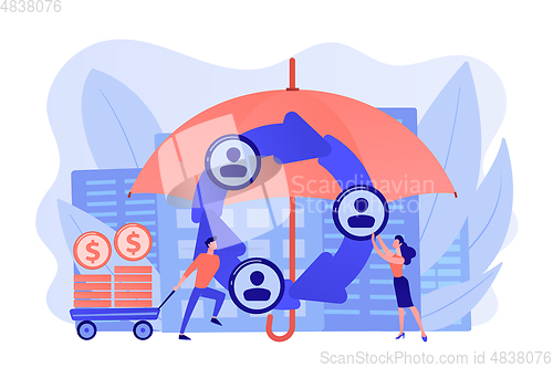 Image of Peer-to-Peer insurance concept vector illustration.