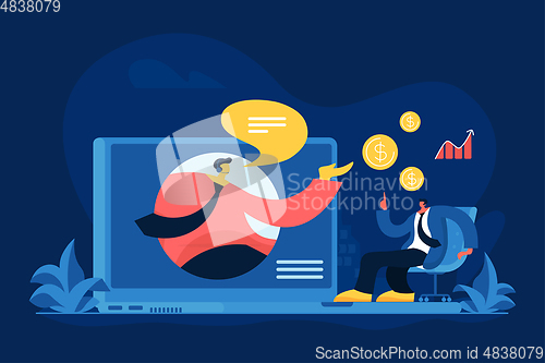 Image of Online financial consulting flat vector illustration