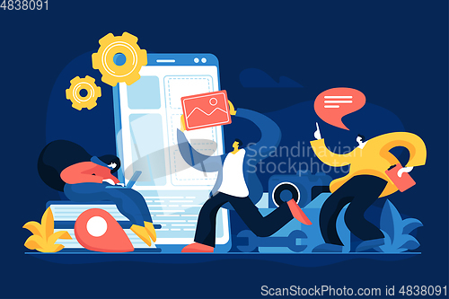 Image of Mobile app engineering flat vector illustration