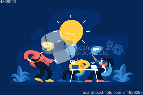 Image of Office meeting, brainstorm vector illustration