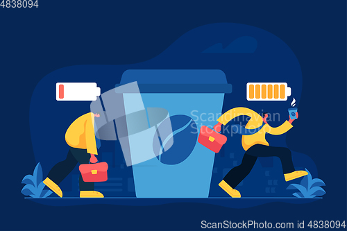 Image of Office worker coffee break flat vector illustration