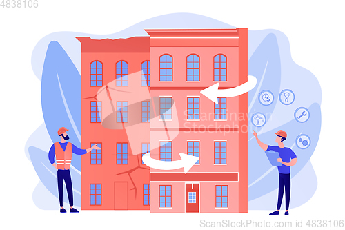 Image of Old buildings modernization concept vector illustration