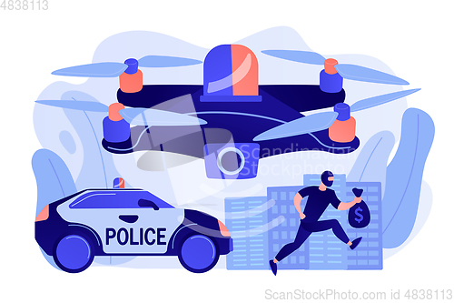 Image of Law enforcement drones concept vector illustration.