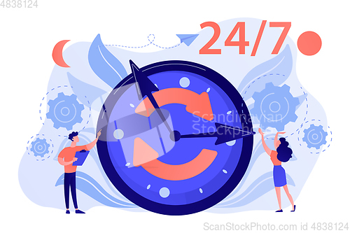Image of 24 7 service concept vector illustration.