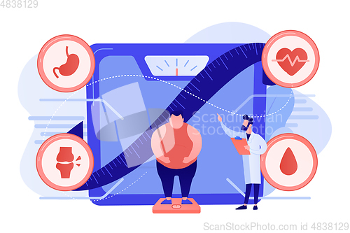 Image of Obesity health problem concept vector illustration.