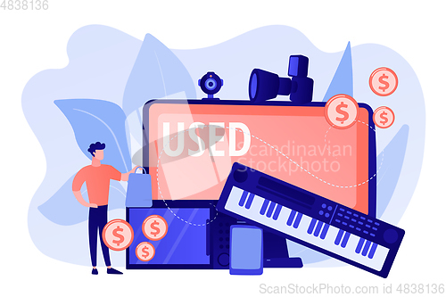 Image of Used electronics trading concept vector illustration.