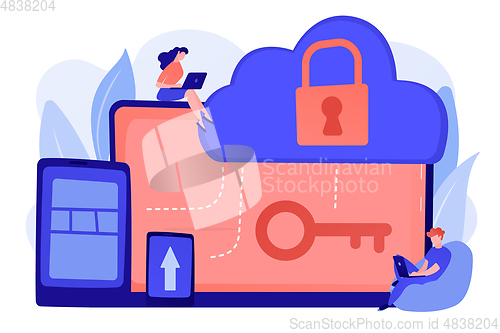 Image of Cloud computing security concept vector illustration.