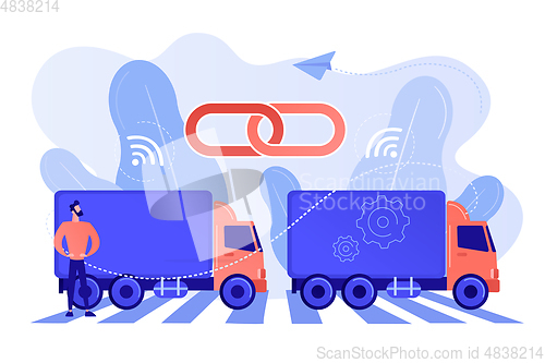 Image of Truck platooning concept vector illustration.