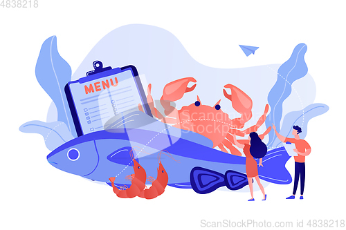 Image of Seafood menu concept vector illustration.