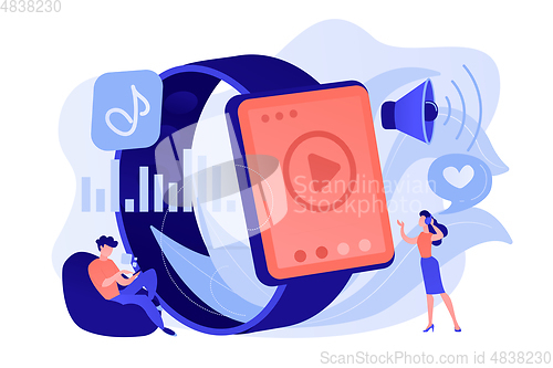 Image of Smartwatch player concept vector illustration.