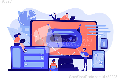 Image of Chatbot development platform concept vector illustration.