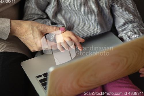 Image of Happy loving family. Grandmother and grandchild spending time together