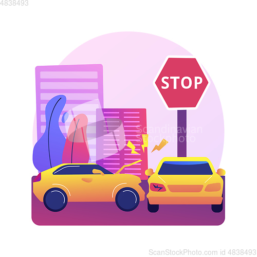 Image of Traffic accident abstract concept vector illustration.