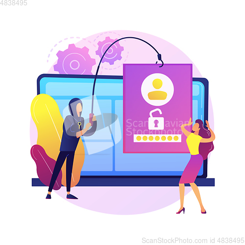 Image of Data stealing malware abstract concept vector illustration.