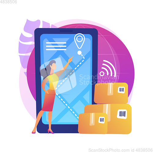 Image of Smart delivery tracking abstract concept vector illustration.