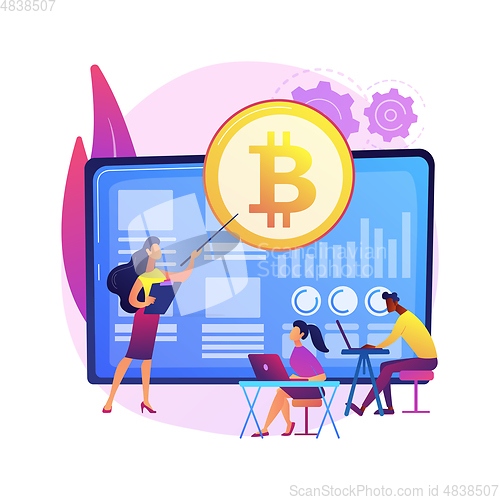 Image of Cryptocurrency trading courses abstract concept vector illustration.