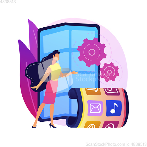Image of Foldable smartphone abstract concept vector illustration.
