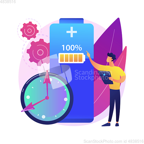 Image of Battery runtime abstract concept vector illustration.