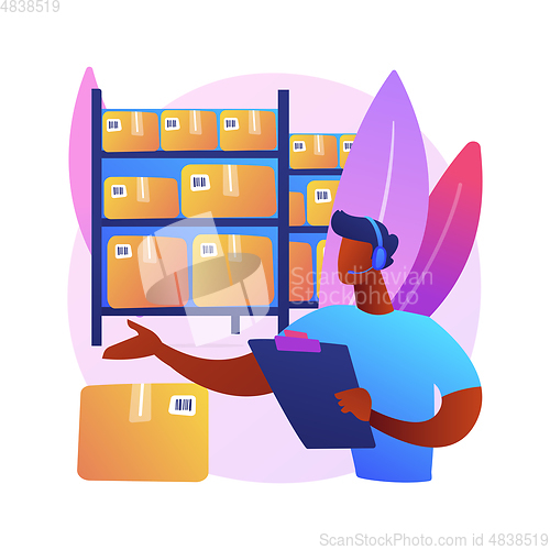 Image of Warehouse voice tasking abstract concept vector illustration.