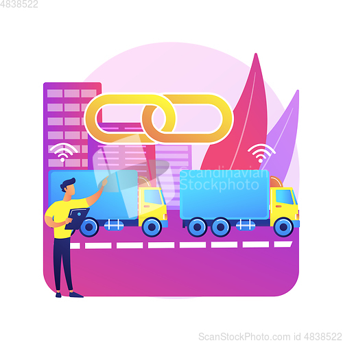 Image of Truck platooning abstract concept vector illustration.