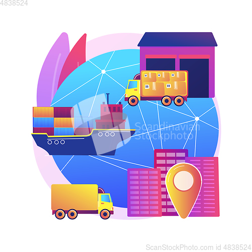 Image of Blockchain in transport technology abstract concept vector illustration.