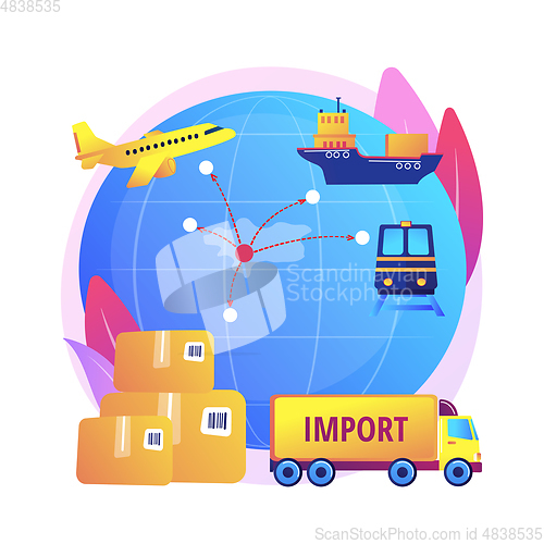 Image of Import of goods and services abstract concept vector illustration.