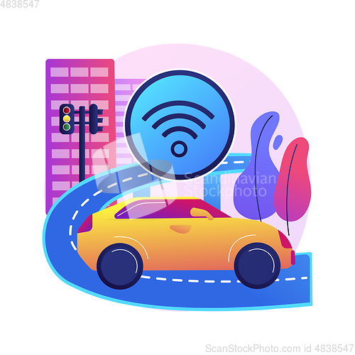 Image of Smart roads construction abstract concept vector illustration.