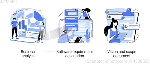 Image of Project development specifications abstract concept vector illustrations.