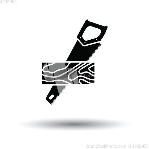 Image of Handsaw cutting a plank icon