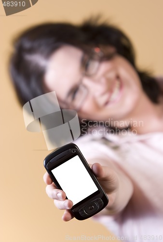 Image of young woman communication technology