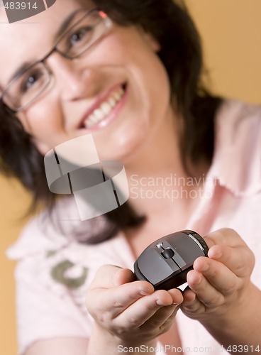 Image of young woman communication technology