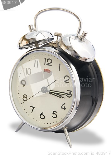 Image of isolated vintage classic alarm clock bell on a white background