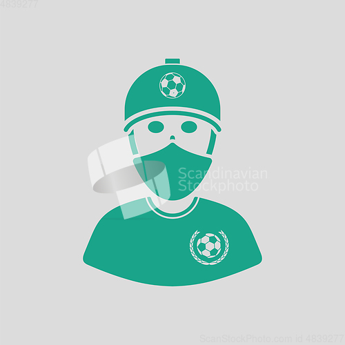 Image of Football fan with covered  face by scarf icon