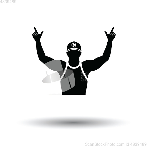 Image of Football fan with hands up icon