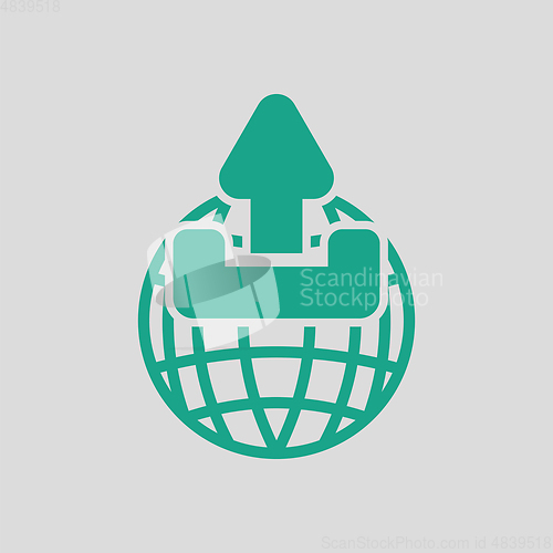 Image of Globe with upload symbol icon