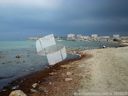 Image of Aktau city on the coast.