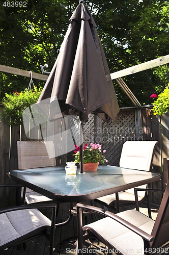 Image of Patio furniture on a deck