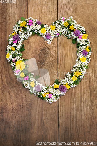 Image of Beautiful Heart Shaped Spring Flower Wreath