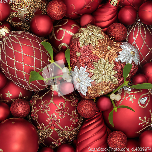 Image of Romantic Christmas Mistletoe and Luxury Tree Decorations