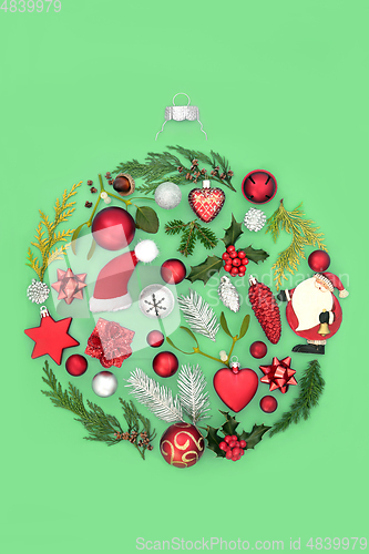 Image of Abstract Fun Christmas Bauble with Flora and Objects 